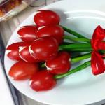 Холодная закуска тюльпаны из помидоров - простой пошаговый рецепт с фото Тюльпаны рецепт